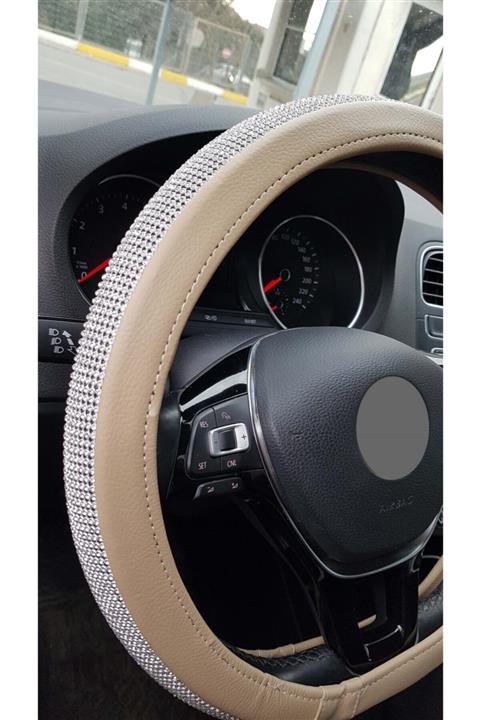 Bizymo Pırlanta Taşlı Direksiyon Kılıfı Kahve Birinci Sınıf Geçmeli