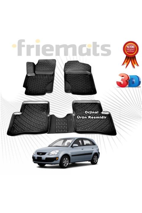 Friemats Kia Rio Hb 3d Havuzlu Paspas 2006-2011 Arası Siyah 4 Parça Set -