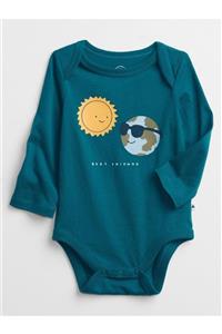 GAP Erkek Bebek Mavi Grafik Baskılı Bodysuit