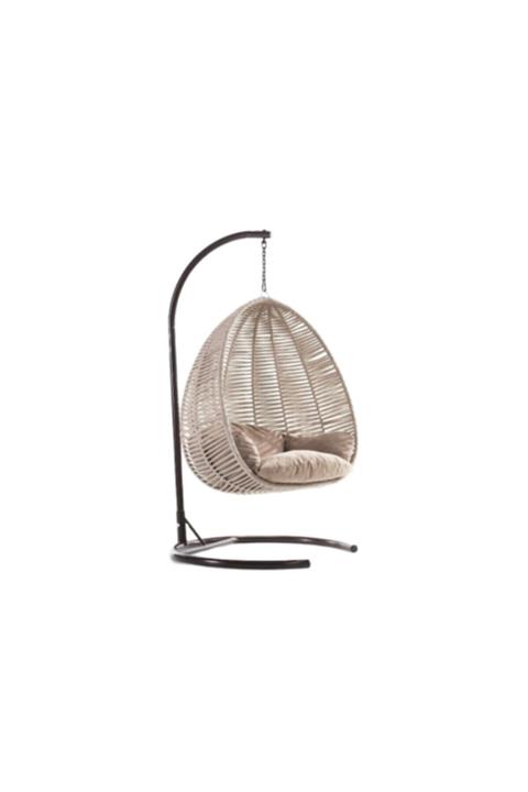 Cassano Level Tek Kişilik Balkon Bahçe Salıncağı Hasırlı Hamak 200 cm Krem