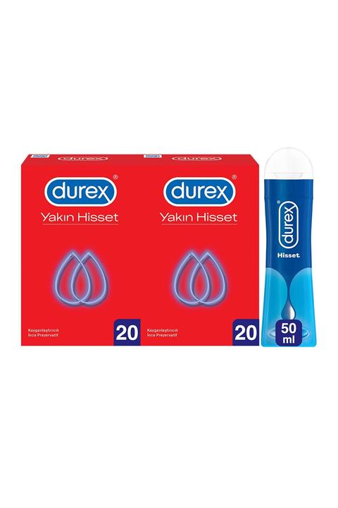 Durex Yakın Hisset Prezervatif 40'lı + Kayganlaştıcı Jel Hisset 50 ml