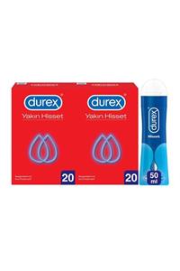 Durex Yakın Hisset Prezervatif 40'lı + Kayganlaştıcı Jel Hisset 50 ml