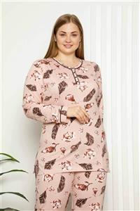 Farya Home X-dreamy Büyük Beden Tüy Desen Pamuklu Penye Pijama Takımı