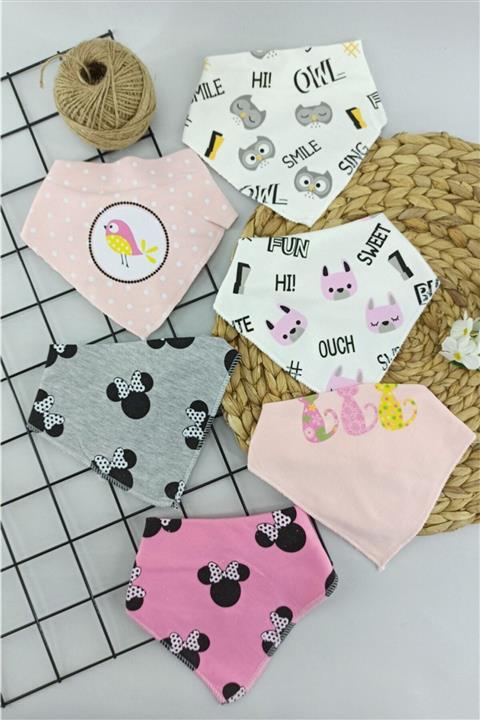 ALİSS Kız Bebek Renkli Fular Önlük 6 Adet