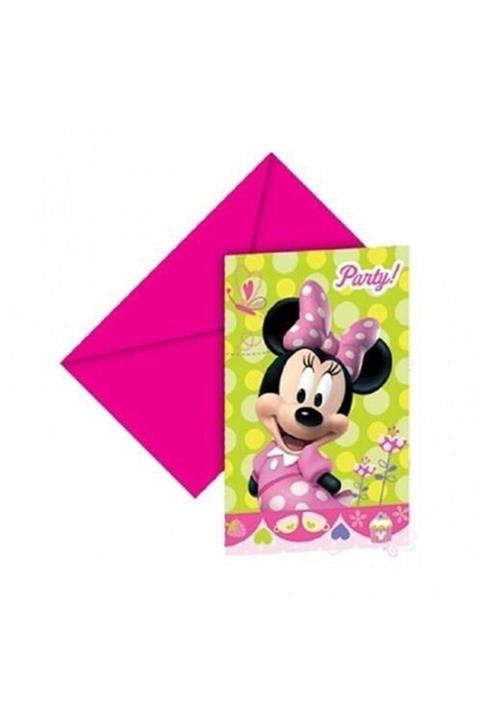 Decorata Party Minnie Pembe Fiyonklu Davetiye 6 Adet