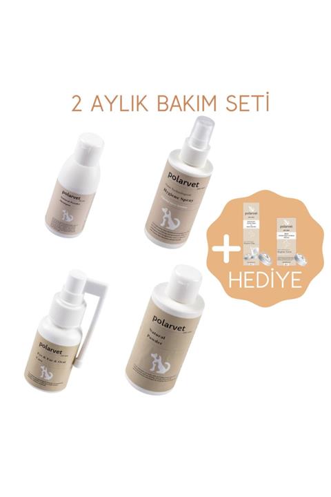 Polarvet 2 Aylık Bakım Seti - Natural Powder Shampoo, Hygiene Spray, Eye&ear&oral Car, Natural Powder