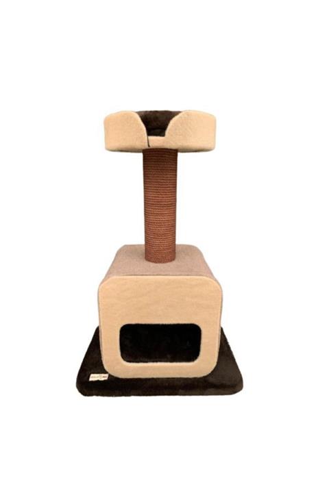 Krallen Kralle Kapaklı Ve Yuvalı Kedi Tırmalamalı Oyun Evi Kahve 50x50x115h Cm