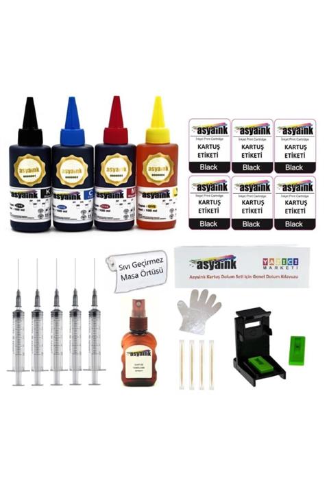 Asyaink Hp Photosmart C4680 Yazıcı Uyumlu Kartuş Dolum Seti