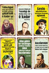 Hayat Poster Can Yücel, Edip Cansever, Özdemir Asaf, John Lennon, Oscar Wilde, Camus 6lı Mini Ahşap Poster Seti