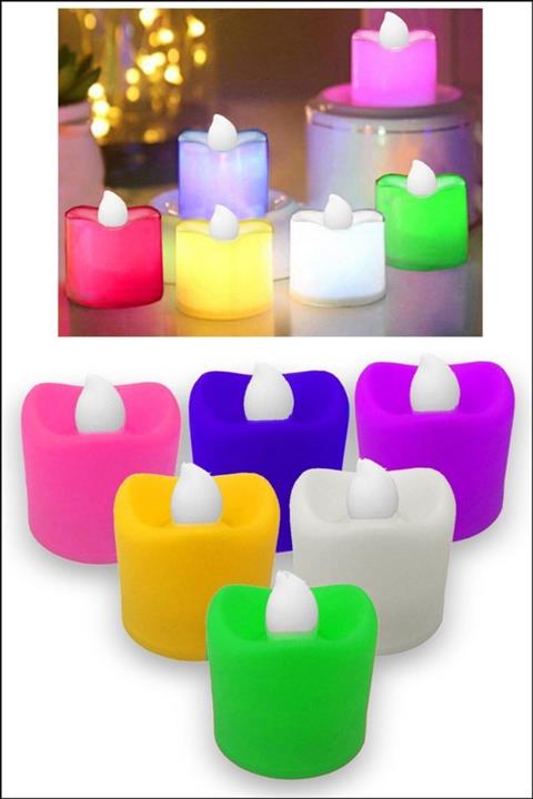 Firsat Ayi Renkli Pilli Işık Led Mum Romantik Gecelere Özel Dekor Kırmızı 10 Ad