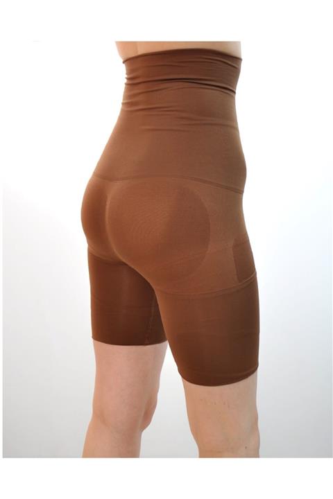 lovebox Kalça Kaldırıcı Popo Destekli Extra Yüksek Bel Dikişsiz Seamless Kahve Rengi Korse Boxer Korse