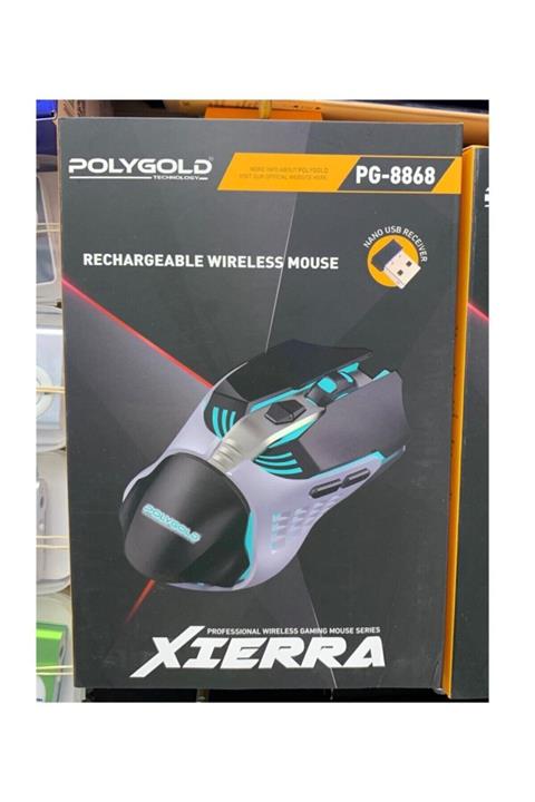 POLYGOLD Şarjlı Işıklı Kablosuz Oyuncu Mouse 2.4 Ghz Xıerra Pg-8868