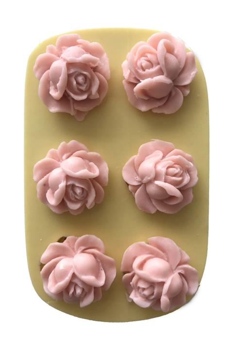 Partivitrini Altılı Gül Şeklinde Silikon Pasta ve Seker Hamuru Kalibi