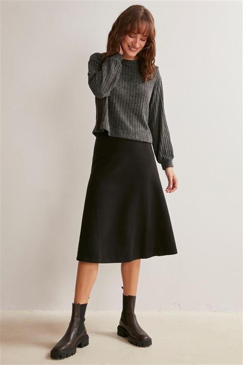 Jimmy Key Kadın Siyah A Kesim Midi Boy Etek