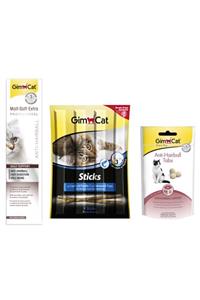 Gimcat Malt Paste Kedi Macunu 100 gr  Sticks Somonlu 20 gr Anti Hairball Tabs 40 gr Kedi Ödülü