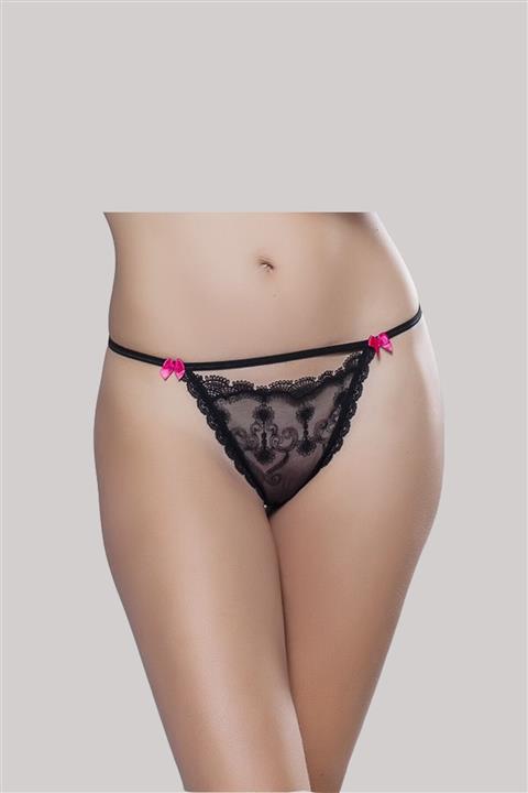 MOONLİGHT Kadın Siyah Arka Bölgesi Açık Tül String