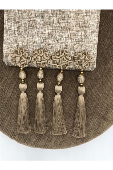 miraç tekstil Broş Rozetli Püskül 12'li Set Vizon Renk