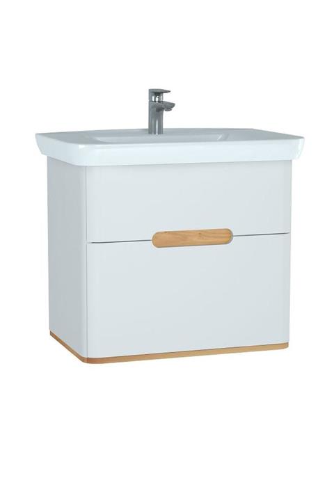 VitrA Sento 60824 Lavabo Dolabı, Çift Çekmeceli, 80 Cm, Mat Beyaz