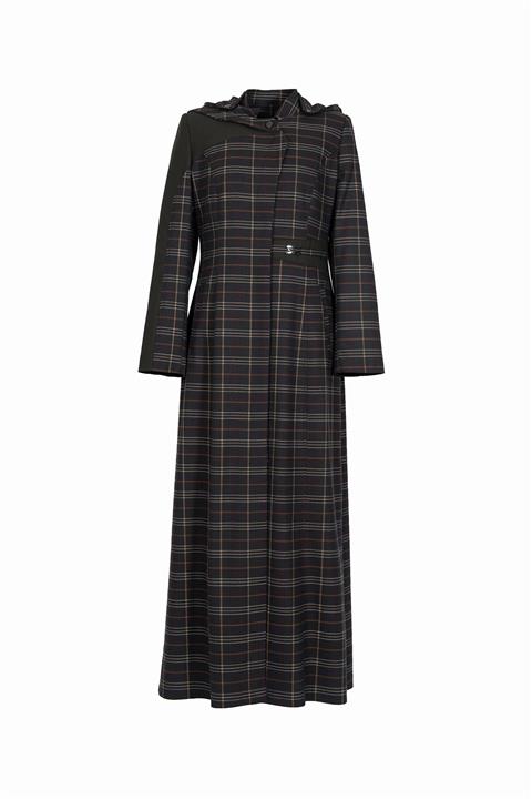 soydan exclusive Kadın Ekose Kapüşonlu Pardesü