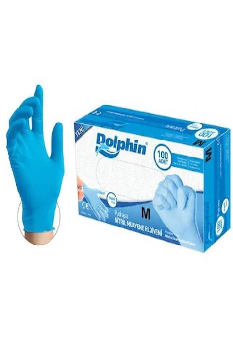 Dolphin Pudrasız Nitril Muayene Eldiveni Mavi 100'lü 2 Adet