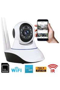 BLUE İNTER Gece Görüşlü Hd 360 Derece Wifi Ip Bebek Kamerası-32 Gb Sd Kartlı