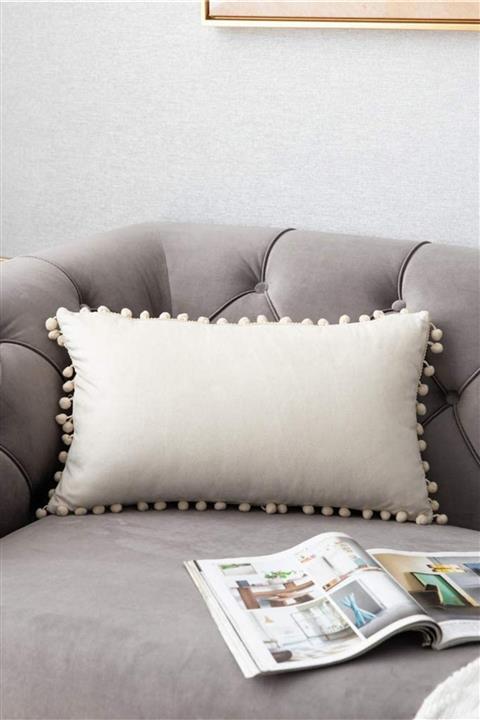 Bc Home Minik Ponponlu Kırlent Kılıfı-krem