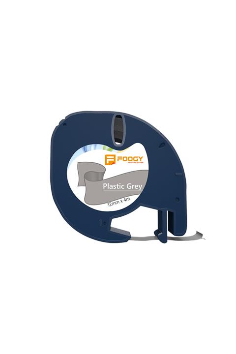 FOOGY Dymo Muadili Thermal Plastik Şerit Etiket Gri 12 mm X 4 mt