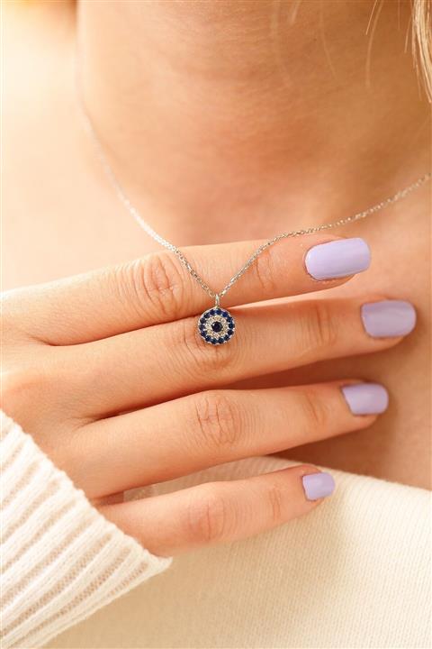 MySilvers Gümüş Nazar Boncuklu Minimal Kolye