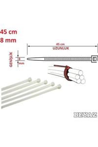 Pemsan (100 ADET) 45cm X 8mm Plastik Cırt Kelepçe ( Kablo Bağı) Beyaz