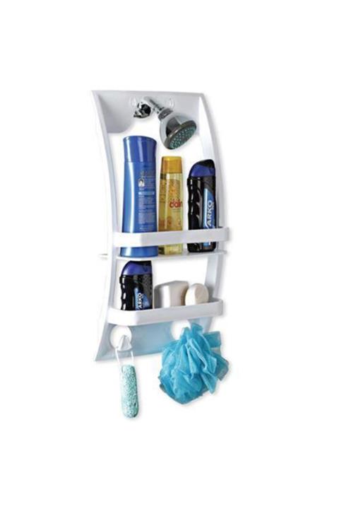 FırsatYeri Banyonuz Için Plastik Lif Kese Askılı Şampuan Duş Deli Banyo Rafı