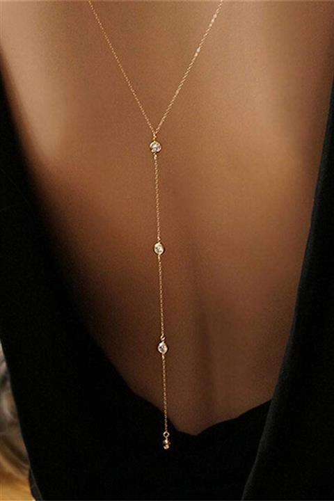 VipBT Minik Taşlı Sırt Kolyesi 3 Taş Ayrı