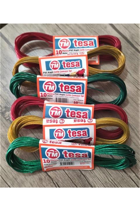 Tesa Çelik Çamaşır Ipi 6'lı 10 Mt X 6 Ad