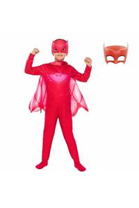 PJMASKS Pj Maskeliler Owlette Baykuş Kız Çocuk Pijamaskeliler Pj Mask Kırmızı Kostümü 2 Maskeli