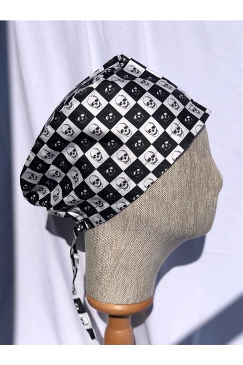 Hediyebum Kuru Kafa Desenli Siyah Beyaz Cerrahi Bone