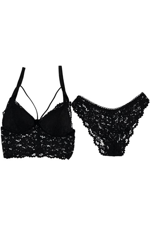 AllaPulla Siyah Dantel Bralet Takım