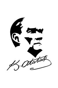 Quart Aksesuar 30 Cm Siyah Atatürk Sticker Silüeti Ve Imza Sticker