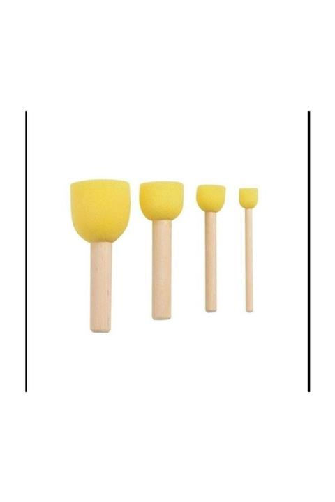 Herseyciavm Sünger Tampon Fırça Seti 4 Adet Stencil Fırçası - Pon Pon Fırça