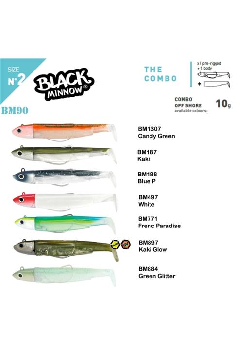 FIIISH Black Minnow Bm90/2 2x+1 Combo Off Shore Silikon Yem Bm497 White