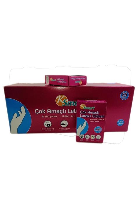 Ksmart Çok Amaçlı Lateks Eldiven 6'lı Pudralı