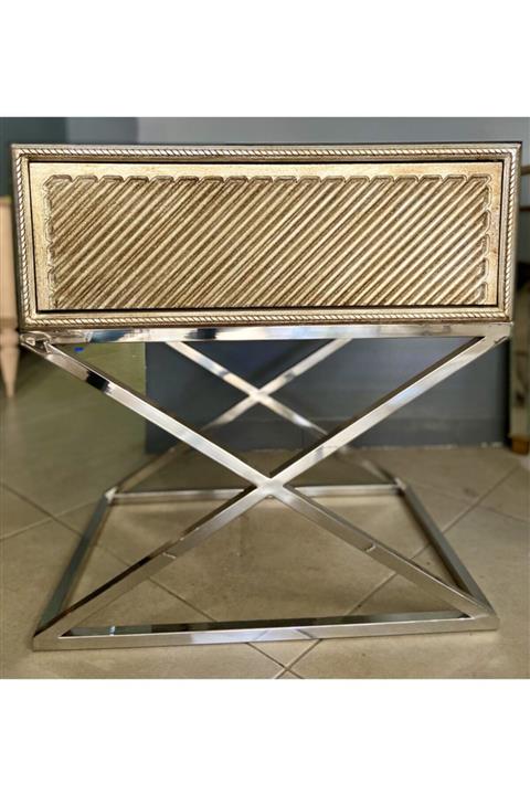 Diamond Mobilya Ayna Gümüş Varaklı Eskitme Komodin