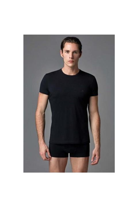 Eros 2 Adet Bisiklet Yaka Yarım Kol Fanila Siyah