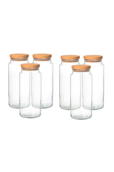 JOY KİTCHEN Ahşap Kapaklı Kavanoz 6' Lı Takım Jumbo Boy