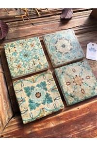 Oscar Stone Decor Taş Bardak Altlığı Stone Coasters - 4 Lü Set(10 Cmx10 Cm) Desen Pattern