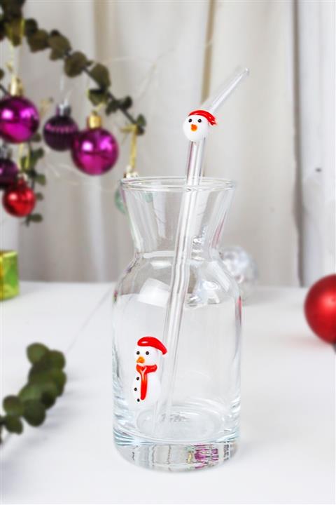 ADAMODART Kardan Adam Figürlü Sunum Karafı ve Cam Pipet Seti