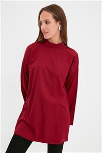 Trendyol Modest Bordo Dik Yaka  Tunik TCTAW22UK0217