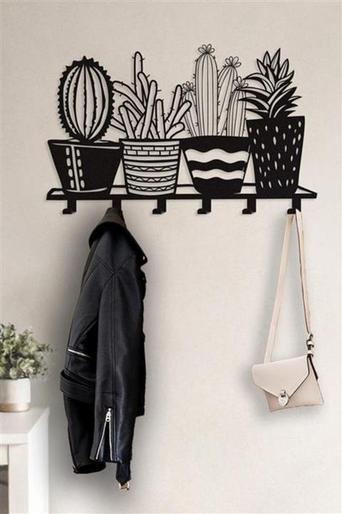 3art Metal Kaktüs Desenli Elbise Askısı - Metal Askılık - Portmanto