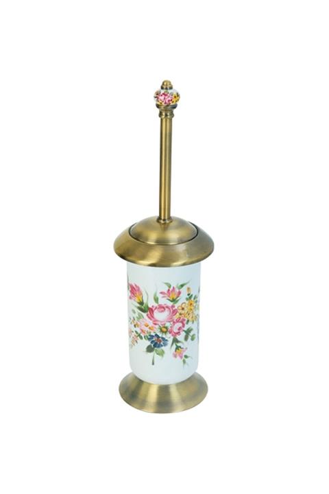 COMFORTBANYO Fantasıa Eskitme-antique Desenli Pirinç-porselen Klozet Fırçalık 8432