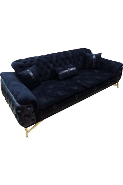 Çiftci Ticaret Gürgen Ağacı Siyah Class Chester Kanepe Ve Berjer (3+1)