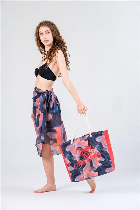 SWAWE Kadın Pembe Desenli Plaj Çantası