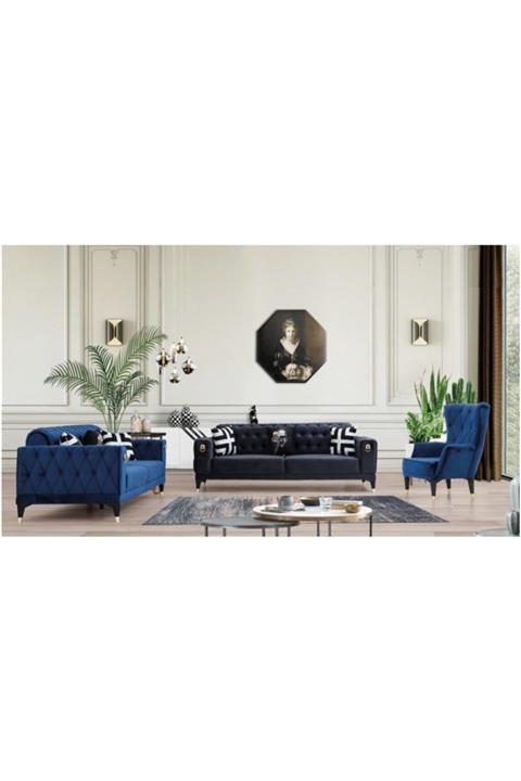 inmobiland Elegance Maviş Chester Koltuk Takımı Özel Üretimden